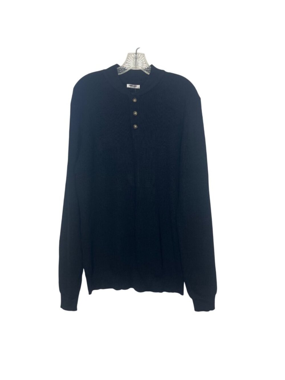 Coofandy Long Sleeve Henley Sweater Ribbed Knit Mens Medium Black New
